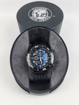 Citizen Eco-Drive Chronograph Watch Black &amp; Blue B612 w/ box Works Great - £108.41 GBP