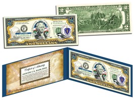 MASSACHUSETTS State Two-Dollar U.S. $2  Bill in deluxe blue folio - £10.27 GBP