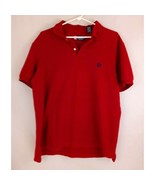 Chaps Men&#39;s Solid Red Short Sleeve Polo Shirt Size Large - $12.86