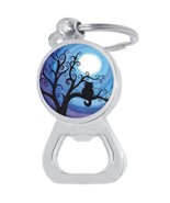 Cat Tree Moon Bottle Opener Keychain - Metal Beer Bar Tool Key Ring - $10.77