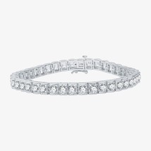 10CT Redondo Imitación Diamante Cuadrado Enlace Tenis Pulsera Oro Blanco Chapado - £111.14 GBP