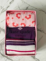 Kate Spade New York Pink Cheetah Stripe Set of 3 Crew Socks - £55.50 GBP