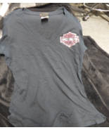 HARLEY Women Tank L BLACK Short Sleeve T Shirt top Large L Rhinestones - $19.19 CAD