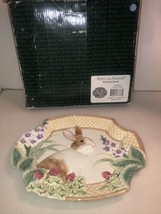 Vintage 2000 Fitz &amp; Floyd Essentials Botanical Bunny Canape Plate 10”x8”... - £15.91 GBP
