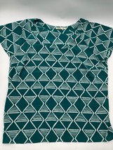 Old Navy Blouse Women&#39;s Size XL Teal Short Sleeve Geometric Print Short Sleeve - £7.60 GBP