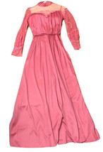 1970’S Vintage Creations Par Aria Style Victorien Robe Mauve Rose Taille... - $29.60