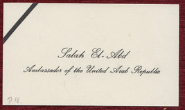 1970s Personal Calling Ambassador Card Salah El Abd United Arab Republic USA - £7.17 GBP