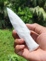 5.5–6&quot; Rare White Jade Sword Arrowhead | Handcrafted Crystal Blade Gift - $14.84+