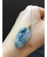 18K Solid Rose Gold &amp; Grade A Myanmar Icy Lavender &amp; Green Leaf Jadeite ... - $272.00