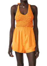 COTTON ON Women&#39;s Scrunchie Halter Playsuit Romper 100%Cotton Sz L Sweet Orange - £21.11 GBP