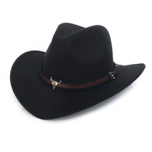 New West boy Hat Fashion Imitation  Felt Hat  Bull Head Decoration Sombrero West - £111.90 GBP