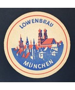 Löwenbräu München Vintage German Beer Coaster Red &amp; Blue - $8.00