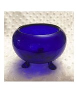 Vintage Viking Glass Deep Cobalt Blue 3 Footed Flower Bowl - $726.74 MXN