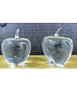 Matched Pair of Clear Crystal Apple Paperweights Figurines - $68.31