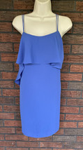 Blue Shift Dress Small Ruffle Bust Side Spaghetti Strap Lined Everly Ele... - $6.65