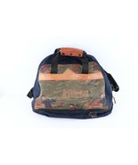 Vtg 90s Distressed Leather Trim Needlepoint Golf Golfing Weekender Duffe... - $81.86 CAD
