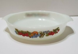 VINTAGE FIRE KING FRUIT PATTERN CASSEROLE DISH 429 8.5&#39;&#39; INSIDE OVEN PROOF - £21.89 GBP