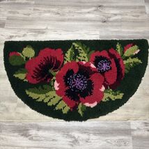 Vintage Poppies Finished Latch Hook Rug Floral Wall Hanging Large 54x30 ... - $160.32