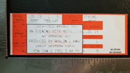 METALLICA - VINTAGE JAN 6 1992 LOS ANGELES, CA MINT WHOLE CONCERT TICKET... - £23.93 GBP