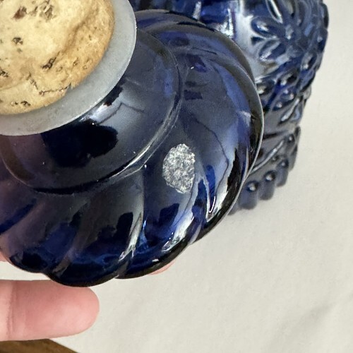 Vintage Jim Beam Cobalt Blue Decanter Kentucky Empty Glass Bottle w/ Stopper Item image 11