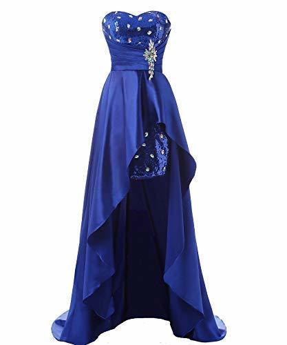 Kivary Sweetheart High Low Sequins Prom Homecoming Dresses Formal Gown Royal Blu