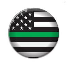 MILITARY. Service Appreciation Button 2&quot; Patriotic NEW! Green Bar. Black... - $7.48