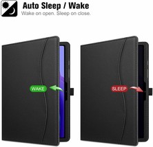 Samsung Galaxy Tab A7 10.4 2020 Case Leather Cover Auto Wake/Sleep Pocket Black - £37.27 GBP
