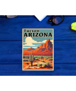 Tucson Arizona Sticker Vintage Poster 3.5&quot; To 5&quot; Vinyl Decal AZ Saguaro ... - £4.27 GBP+