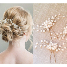 Bridal Hair Pins - Wedding Hair Clips Set Pearl Rhinestones Bride Headpiece Hair - £15.93 GBP