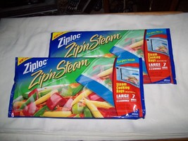 ZIPLOC Zip &#39;n Steam Microwave Cooking Bags Lot of 14 Large 10x10 Discont... - $34.64