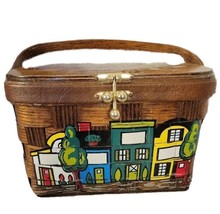 60s Caro Nan Happy Penny Purse Blank Storefronts Handbag Basket Weave Wood Ooak - £117.89 GBP
