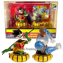 Yr 2005 Comic Con Dc Teen Titans Go! Bust Figure Mini Paperweight Robin &amp; Cyborg - £43.95 GBP