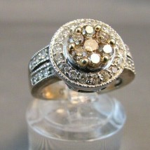 Champagne &amp; White Diamonds 14k White Gold Ring Size 3.5 Ijdn Interjewel Usa - £1,020.15 GBP