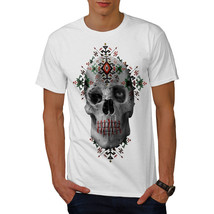 Wellcoda Flower Rock Skull Mens T-shirt, Cult Graphic Design Printed Tee - £15.00 GBP+