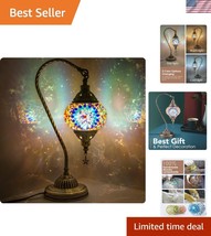 Elegant Mosaic Glass Bedside Lamp with Bronze Base - LED and 3 Color Opt... - $60.00