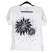 Zenergy Chicos TShirt Womens 2 L 12 Floral White Black Short Sleeve Scoo... - £13.87 GBP