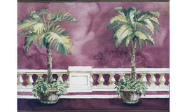 Brown Background Palm Tree on Balcony BB75967 Wallpaper Border - £23.94 GBP