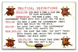 Comic  Humor Political Definitions Bull Socialism UNP Chrome Postcard U15 - $4.90