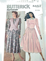 Vintage Butterick 4452 Sewing Pattern Misses Midcalf Dress &amp; Vest Low Waist - $3.95