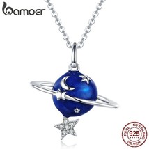 BAMOER Hot Sale 100% 925 Sterling Silver Secret Planet Moon Star Necklaces Penda - £21.93 GBP