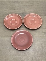 1 Vtg Fiesta Rose 6.25” Bread Plate &amp; 2 Saucers Homer Laughlin Hlc Fiestaware - £23.34 GBP