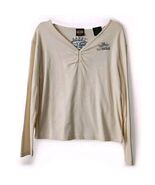 Harley Davidson Shirt Women&#39;s XL Cream Long Sleeve 100% Cotton Texas - €17,17 EUR