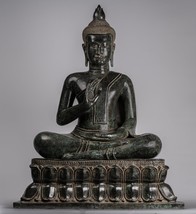 Bouddha - Ancien Khmer Style Bronze Enthroned Teaching Statue de 95cm/38 &quot; - £6,298.16 GBP