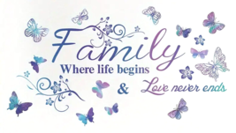 &quot;Family Where Life Begins &amp; Love Never Ends&quot; Wall Decal 14.9&quot; x 27.6&quot; - £6.24 GBP