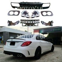 C43 Rear Diffuser Chrome Exhaust Tips for Mercedes C W205 AMG Bumper Sed... - $261.45