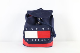 Vintage 90s Tommy Hilfiger Big Logo Spell Out Top Loader Cinch Backpack ... - $98.95