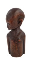 Vintage Carved Wood Half Torso Alien Cone Head Extra Terrestrial Statue Figurine - £22.04 GBP