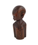 Vintage Carved Wood Half Torso Alien Cone Head Extra Terrestrial Statue ... - $38.43 CAD