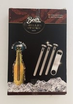 Vinetto Set of 3 Beer Chiller Sticks and 1 Bottle Opener Stainless Steel - £17.03 GBP