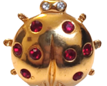 Vtg Avon Lady Bug Pin Brooch Gold Tone Red Rhinestone EUC - $8.38